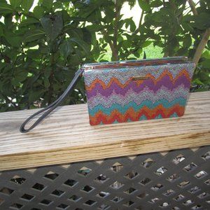 BCBG MAXAZRIA Colorful Chevron Print Zippered Wristlet